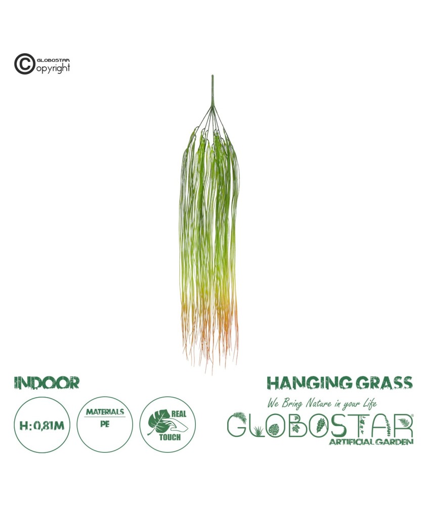 GloboStar® Artificial Garden HANGING GRASS 20815 Τεχνητό Διακοσμητικό Κρεμαστό Φυτό Grass Μ18 x Π4 x Υ81cm